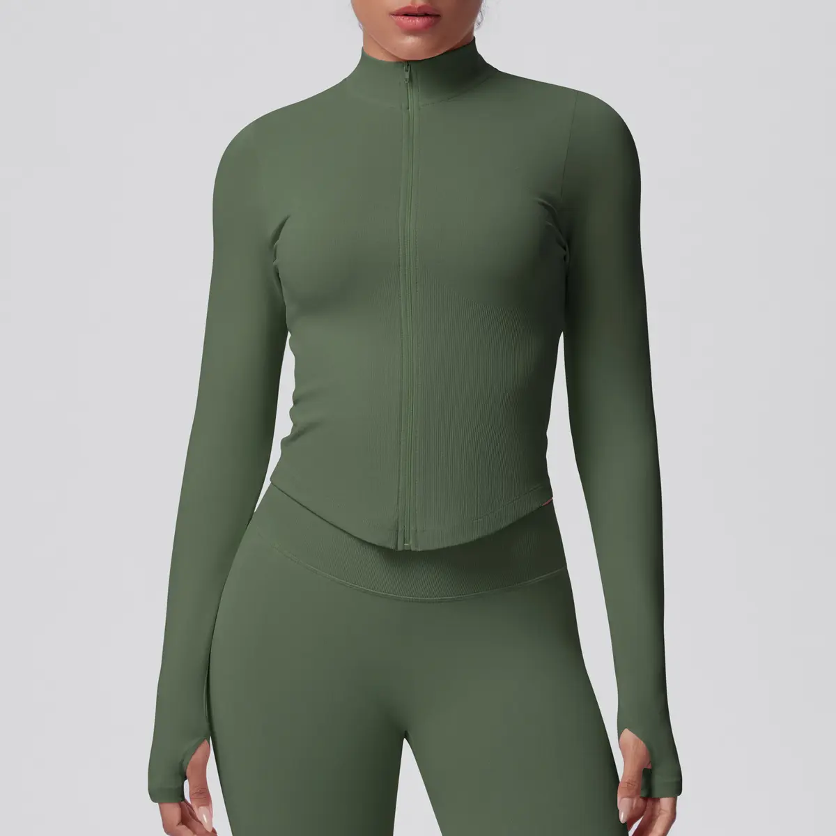 Women's Ribbed Cropped Yoga Jacket, Breathable Long Sleeve Zip-Up Compression Activewear with Thumb Holes for Gym & Running, Plus Size, Female, Large, Normal Type, Thumbhole Cuff, Tight, Slim-Fitting, Stretchable, Thumbholes, Slim Fit, Stretch Fabric Women's Ribbed Cropped Yoga Jacket, Breathable Long Sleeve Zip-Up Compression Activewear with Thumb Holes for Gym & Running, Plus Size, Female, Large, Normal Type, Thumbhole Cuff, Tight, Slim-Fitting, Stretchable, Thumbholes, Slim Fit, Stretch Fabric