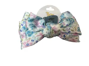 The Darling Effect Satin Bow Claw Clip Secret Garden Blue
