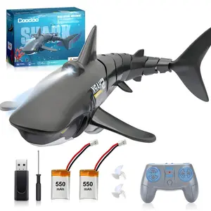 Remote Control Shark Toys 1:18 High Simulation Scale Fish with Light for Lake Bathroom Pool 2.4g Electric RC Boat Birthday Couple Christmas Gifts