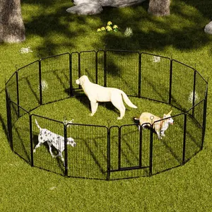 40-Inch Heavy Duty Metal Dog Playpen, 16 Panels Rust-Resistant Pet Exercise Fence with Tool-Free Setup, Removable Anti-Skid Design for Indoor & Outdoor Use