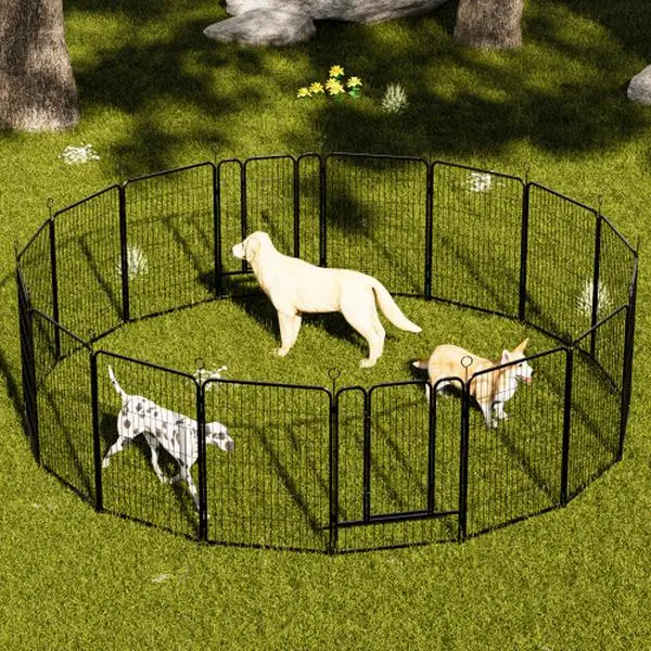 40-Inch Heavy Duty Metal Dog Playpen, 16 Panels Rust-Resistant Pet Exercise Fence with Tool-Free Setup, Removable Anti-Skid Design for Indoor & Outdoor Use