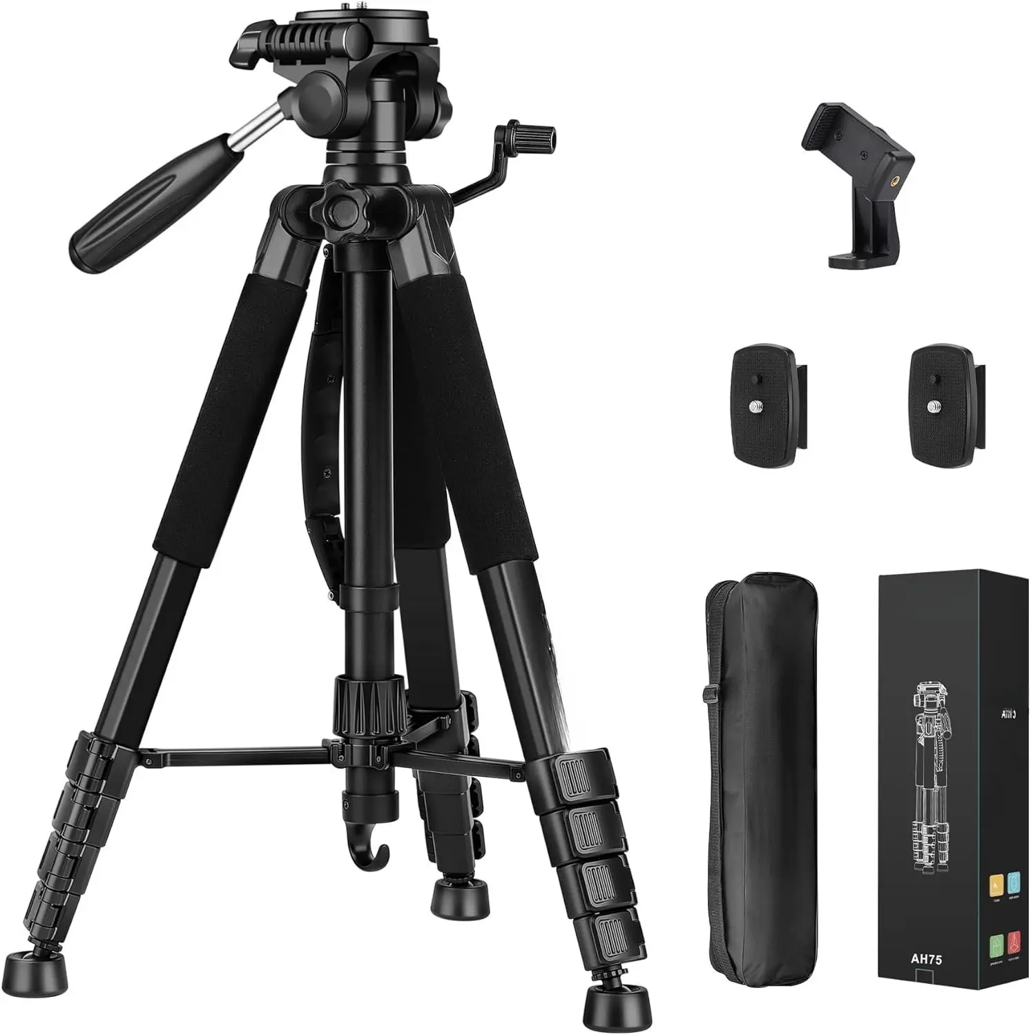 Tripod Camera Tripods, 74" Tripod for Camera Phone Video Recording, Heavy Duty Cameras Tripod Stand, Professional Travel DSLR Tripods Compatible with  , Max Load 15 LB
