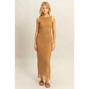HYFVE Sleeveless Crochet Open Back Maxi Dress