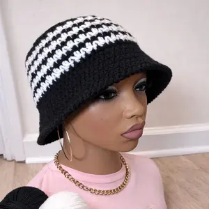 Classic Black & White Crochet Bucket Hat