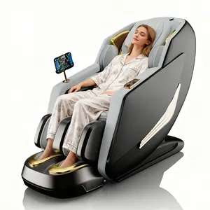 4D Full Body Massage Chair, Zero Gravity SL-Type Rail Shiatsu Massage Chair, with core heating function, body scanning function, deep yoga stretching, airbags, heating function, foot rollers, and high-end touchscreen. Bluetooth Gift