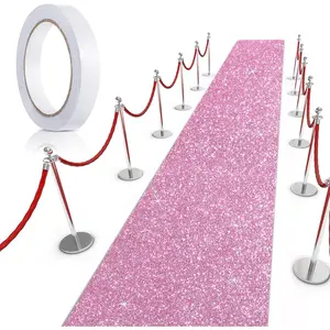 Carpet Runner Runway Rug 55 GSM Thickness with Carpet Tape for Prom Wedding Party Outdoor Indoor Hallway Rug(2.46 x 16.4 Feet,Glitter Pink)