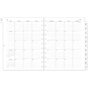 2026-2027 Monthly Planner Refill A4 Letter Size 11-Disc Discbound Planner Inserts 8.5"x11" Jul. 2026 - Dec. 2027 18 Monthly Calendars with Laminated Tabs