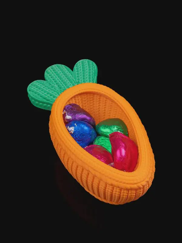 Knit Texture Carrot Easter Basket, 3D Printed Candy Dish, Spring Home Decor, Unique Easter Gift, Small Trinket Bowl, Carrot Party Favor