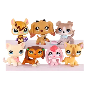 7 PC Mini Figures, Bat Cocker Spaniel Collie Cat Dachshund Bunny Bobble Head Action Figure for Kids Collectable Set