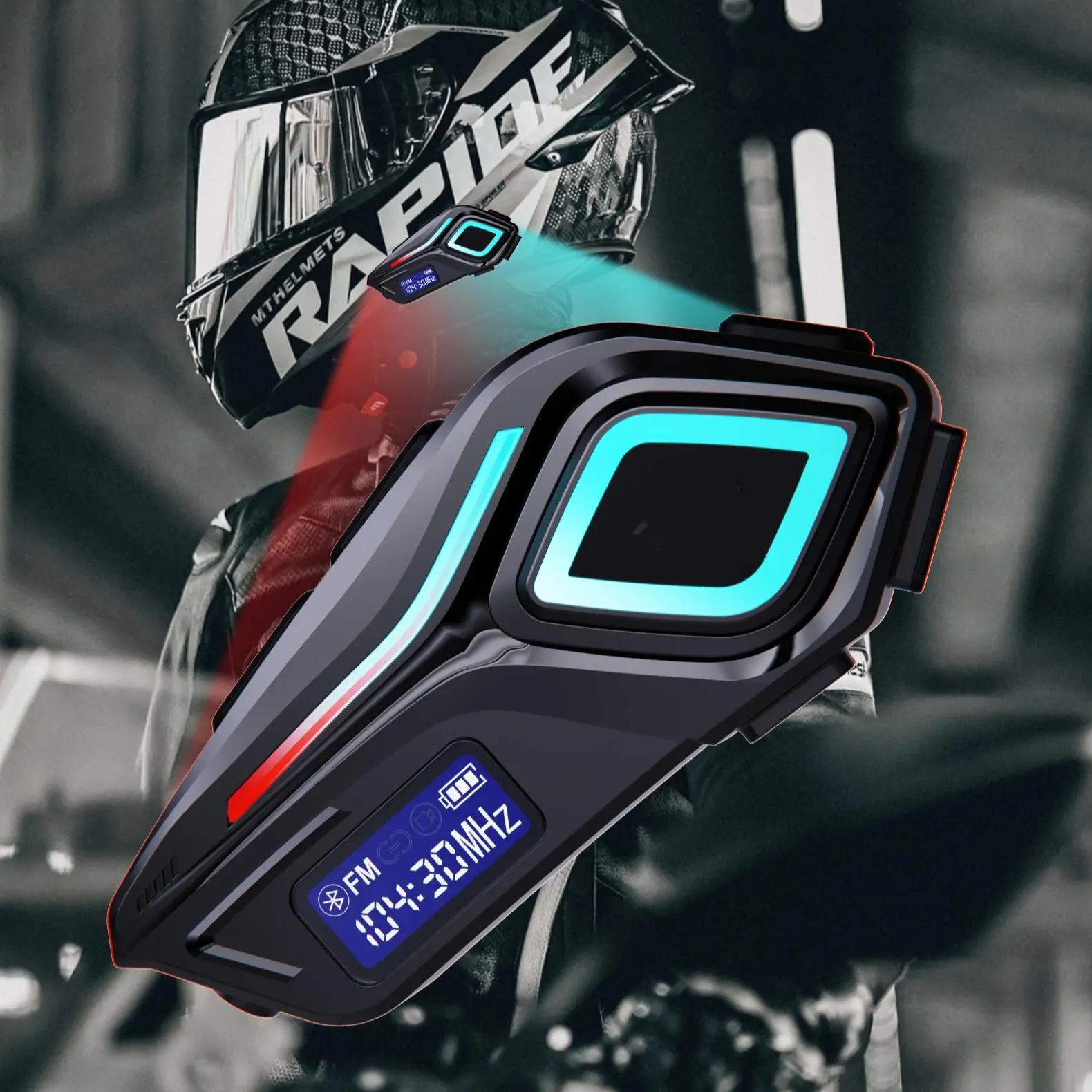 Waterproof Wireless Motorcycle Racing Helmet Headphone, Bluetooth-compatible 5.4 Headset with Microphone, Stereo Sound Headphone for Riding, Bike Motorcycle Accessories