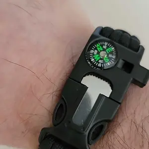 Survival Bracelet Paracord Rod Compass Metal Double Buckle Outdoor Tactical Umbrella Rope Efficient Compass Precise Pointing Quick Positioning