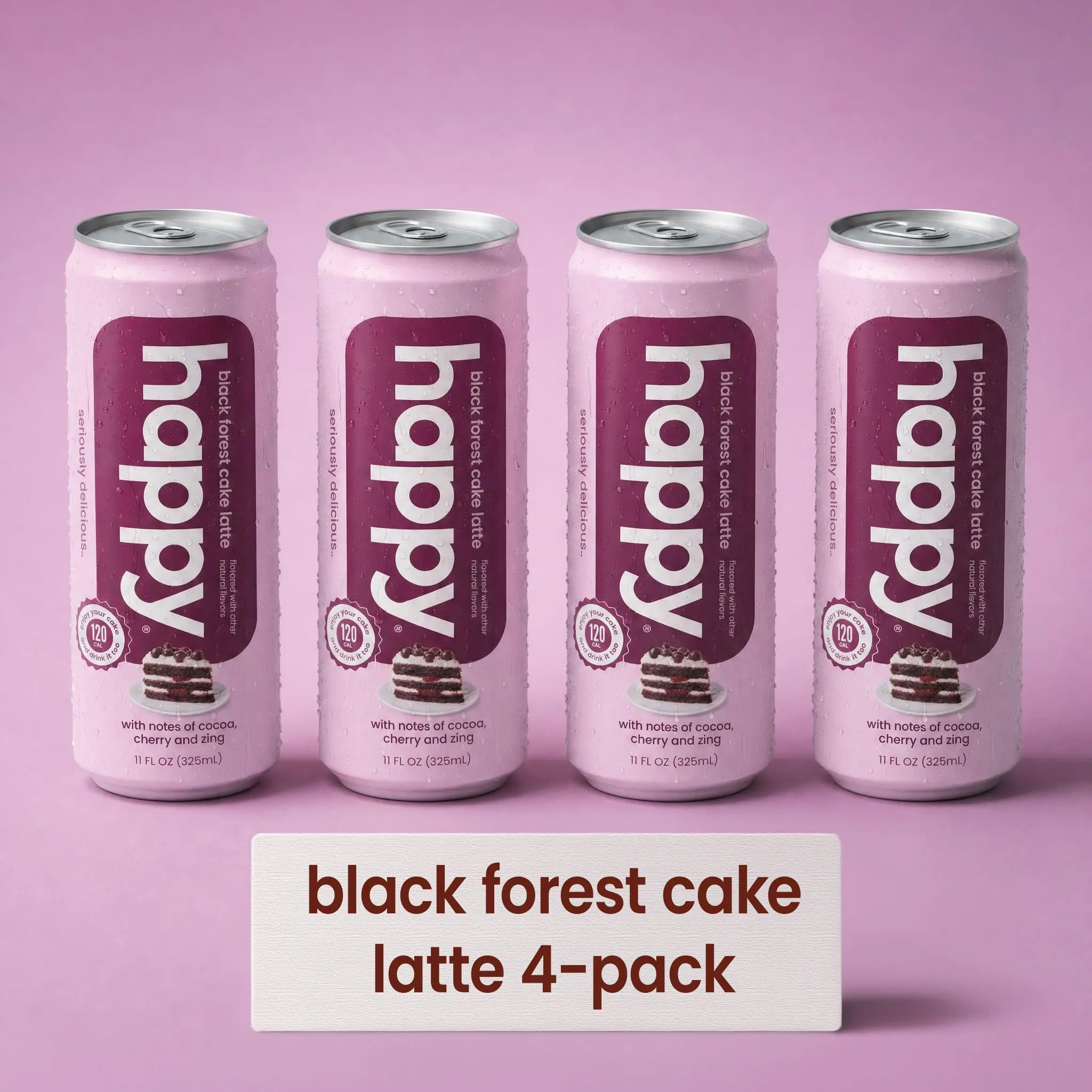 Black Forest Cake 120 Calorie Latte - with Real Milk and Sugar -11 oz ea 4 pack