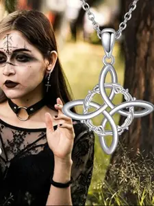 Witch Knot Necklace 925 Sterling Silver Witch Knot Pendant, Women's Jewelry Gift, Elegant and Stylish Accessory for Everyday Wear