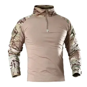 new Splicing Zipper Tactical Combat Shirt Men Cotton Uniform Camouflage T Shirt Multicam US Clothes Camo Long Sleeve Shirt