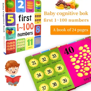 English Number Recognition Book 1-100, 24 Pages Thick Hardcover, Safe Rounded Edges, Full Color, Waterproof, Early Learning Gift