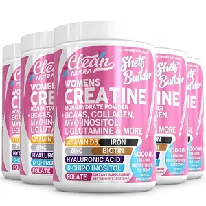 Clean Nutraceuticals Women's Creatine Monohydrate Powder with BCAAs, Collagen, Myo-Inositol, L-Glutamine, & More for Optimal Wellness & Beauty Support – Shelf Builder