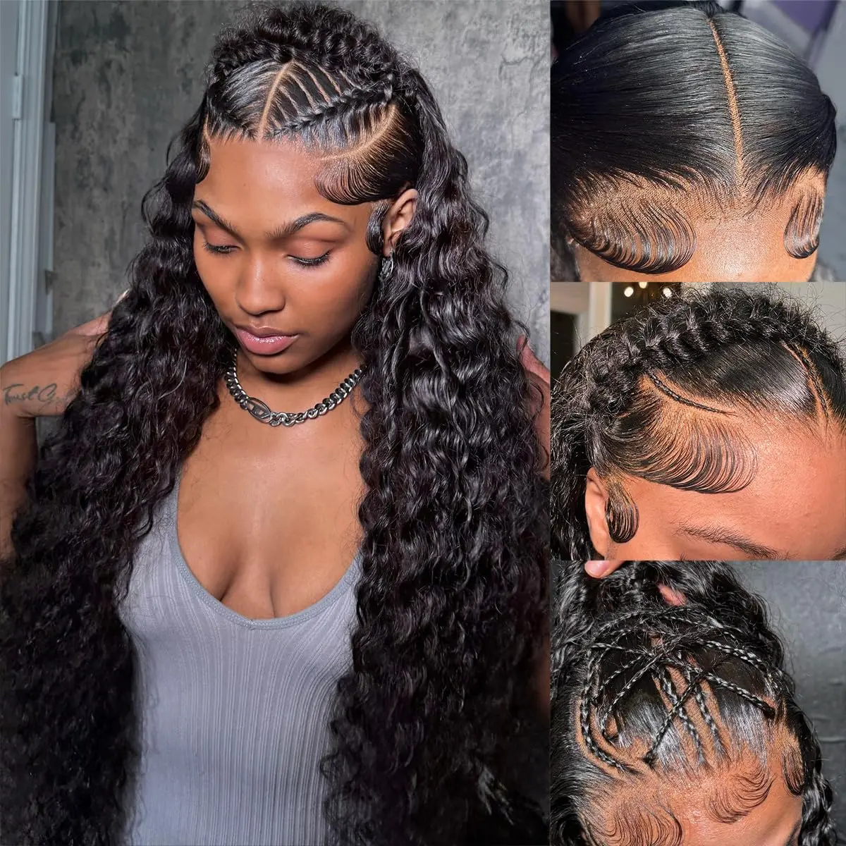 13x6 HD Transparent Lace Front Human Hair Wig For Black Women Curly Wig Pre Plucked Deep Wave Water Wave Frontal Wigs
