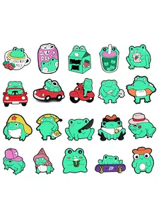 20/16pcs Cartoon Frog PVC Shoe Decorations, Cross Shoe Accessories for Holey Shoes and Bags, Detachable DIY Non-Toxic Material, Perfect Gift for All Ages