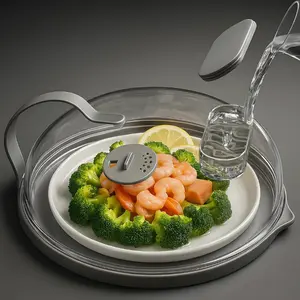 Microwave Splatter Cover with Built-in Steamer – 10” Steam Guard Lid with Handle for Heating Food