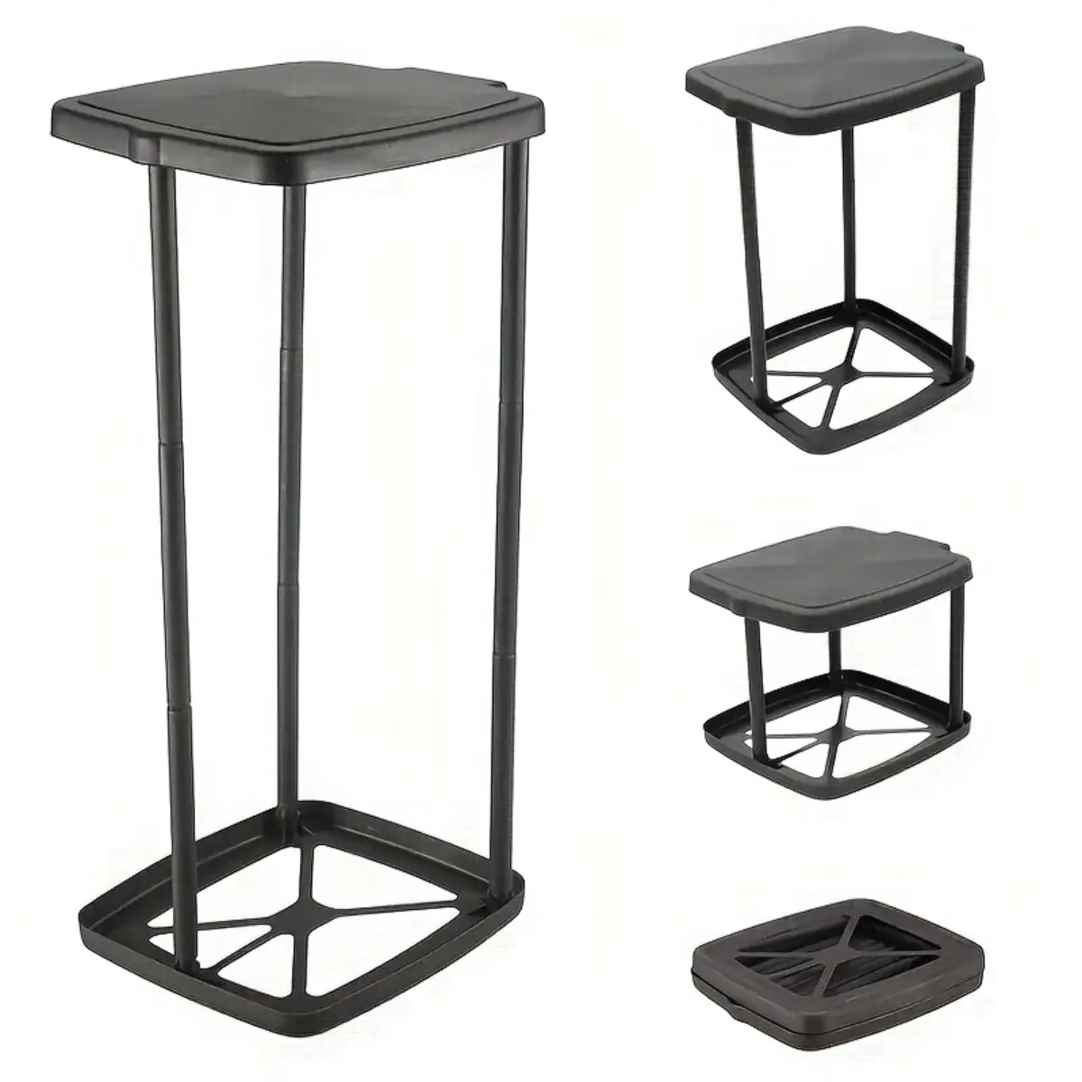 Collapsible Trash Bag Stand, Portable Adjustable Garbage Holder Rack, Foldable Plastic Trash Bin for Kitchen Camping Picnic RV Office Desk Side, Multipurpose Waste Storage Organizer, Kitchen Waste Bins