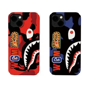 Couple's trendy Bape shark mouth pattern phone case, compatible with iPhone 17/16/15/14/13/12/11 Pro Max/Plus and Samsung Galaxy S23FE/22/23/24/25.