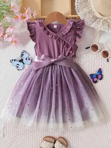 Toddler Girl's Tulle Dress, Cute Sleeveless Dress for Party Holiday Wedding Guest, Kids Summer Clothes