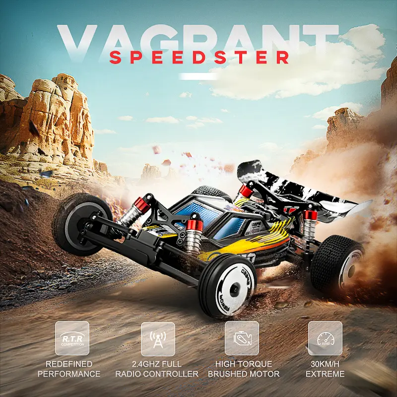 XKS 244016 1:24 Scale 2WD RC Cars - 2.4G Proportional Control, 3-Speed Modes, Gyro Stabilizer, Electric Off-Road Remote-Controlled Vehicle Rc Supercar Kit Rc Stunt Car