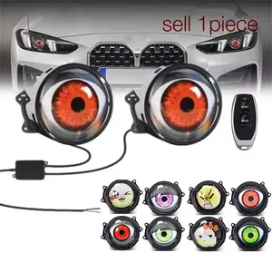 Car Devil's Eye LED Dynamic Devil's Eye Light with Remote Control, Adjustable Color Lens Dynamic Big Eye Light, for Car and Motorcycle Decoration, Motorcycle Led Lights