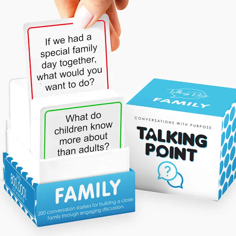 Family Conversation Cards | 200 expert-crafted prompts to build lasting bonds Your kids will remember | Talking Point Cards | No prep or pressure, Card Games For Families, Compact, Recycled Cards