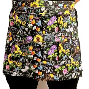 Egg Gathering Apron (8 Pocket) Positive Quotes with Flowers - Ideal for Egg Collecting and Crafting Gift Tool