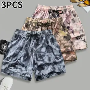 Pack of 3 women’s casual athletic shorts with a drawstring elastic waistband; suitable for running, training, fitness, and outdoor beach wear; summer clothing, women’s apparel, casual shorts.