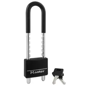 Master Lock 527D Adjustable Shackle Padlock with Key, Black