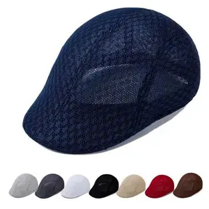 Men's Breathable Mesh Flat Cap - UPF 50+ Summer Newsboy Ivy Hat Lightweight Cooling Gatsby Cap for Golf & Driving