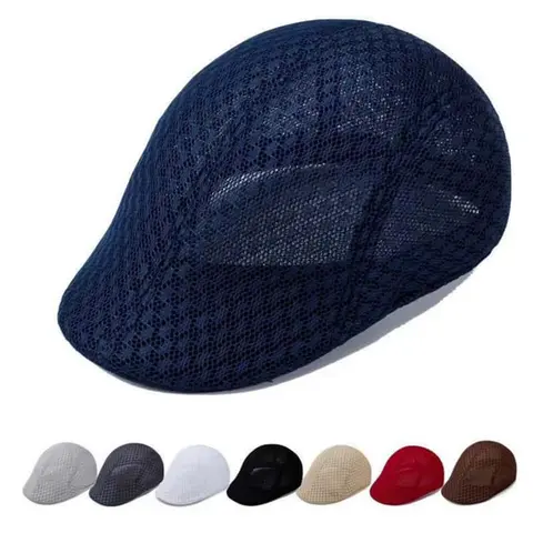 Men's Breathable Mesh Flat Cap - UPF 50+ Summer Newsboy Ivy Hat Lightweight Cooling Gatsby Cap for Golf & Driving