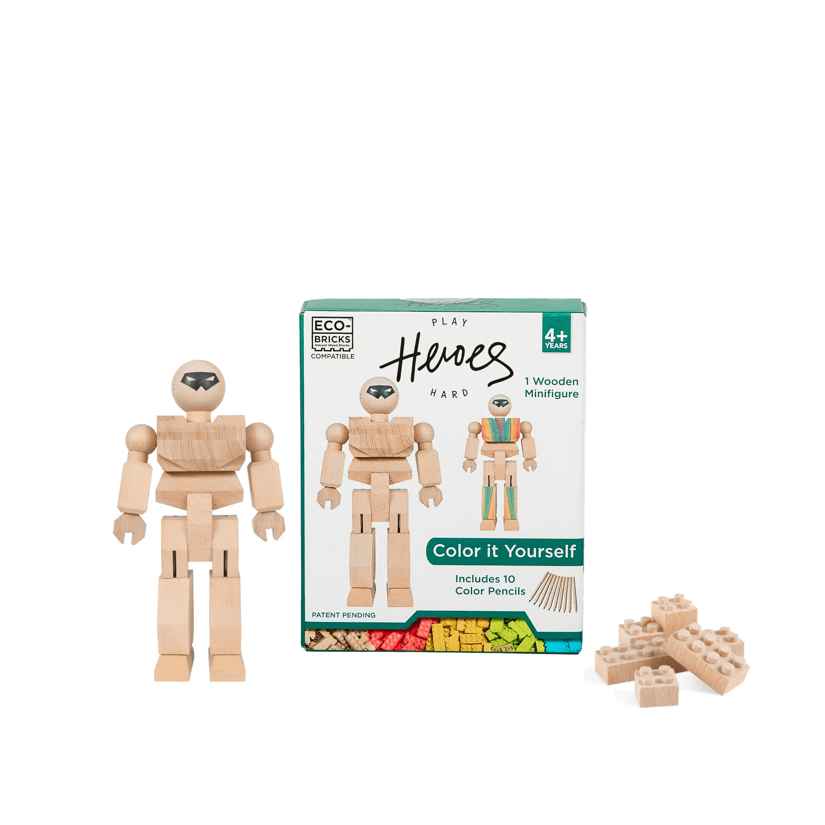 Playhard Heroes Wooden Mini-Figure Color Kit - Customizable & LEGO® Compatible