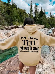 Women's Letter Print Drop Shoulder Hoodie, Casual Drawstring Pocket Hooded Sweatshirt for Daily Holiday Outdoor Wear, Women Clothing for Fall & Winter