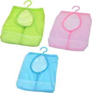 Pack of 3 Assorted Colors Clothespin Bag with Hanger Multi-Purpose Mesh Organizer Bag
