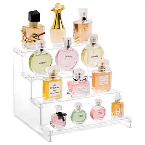 4 Tier Clear Display Risers Stand, Plastic Risers for Display, Plastic Organizers