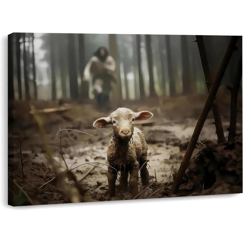 1 Count Framed Jesus Christ Canvas Wall Art The Hand of God Jesus Reaching Into Water Christian Painting Prints Biblical Wall Decor Religious Room Decor for Church Prayer Room Schools Hospitals 16x24inch