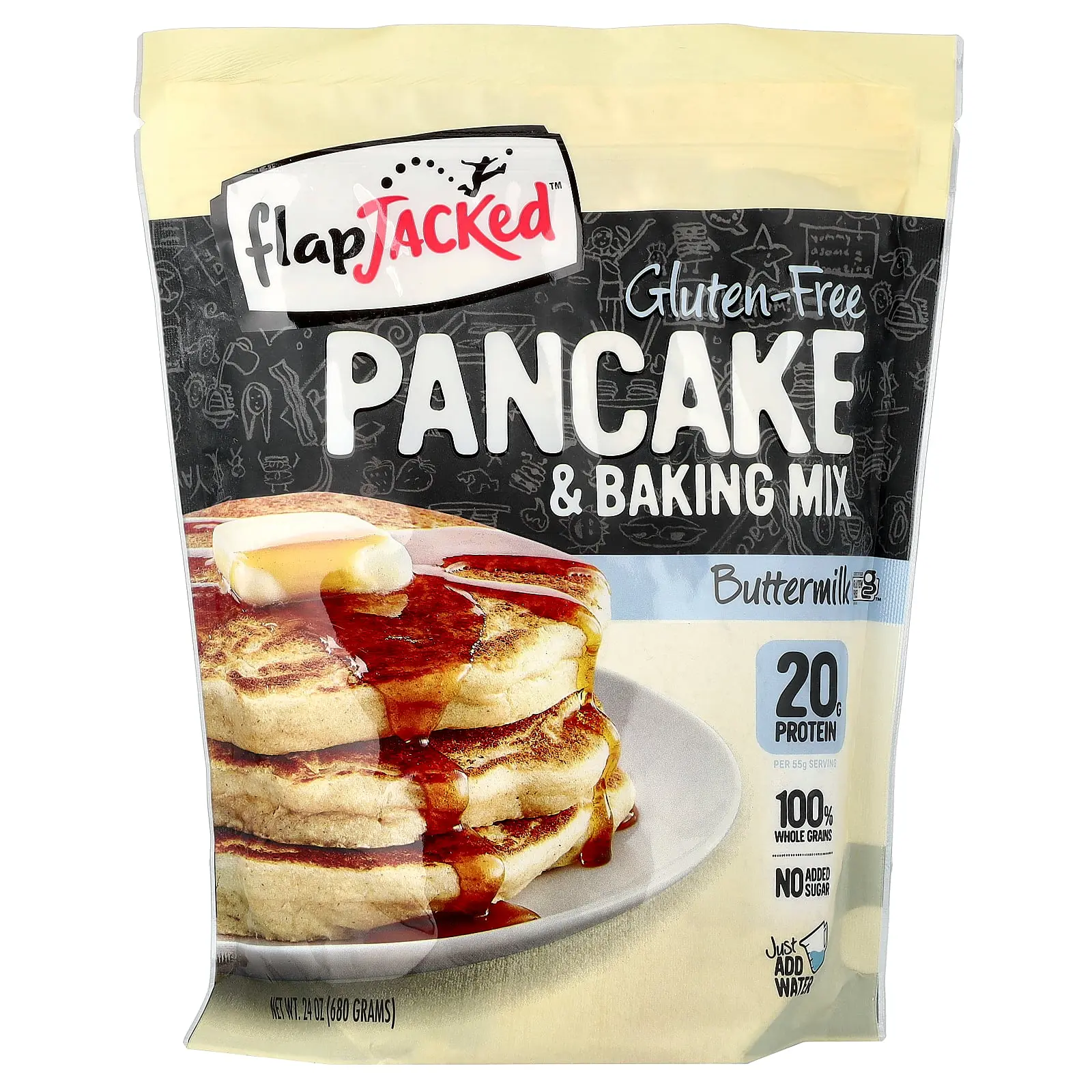 FlapJacked Gluten-Free Pancake & Baking Mix, Buttermilk, 24 oz (680 g)