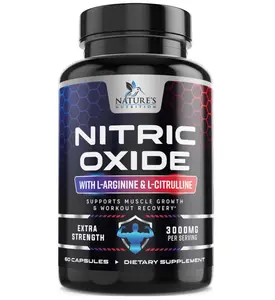 Nitric Oxide Booster Extra Strength - 3X Strength L-Arginine & Citrulline Supplement - Best Nitric Oxide Supplements for Men - Supports Muscle, Heart Health, Energy - Bottled in USA - 60 Capsules