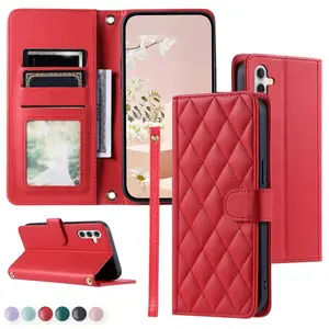 Faux Leather Flip Durable Phone Case with Card Slots & Wrist Strap, 1 Count Shockproof Phone Protective Cover, Phone Accessories Compatible with Samsung A05 A05S A56 A36 A26 A16