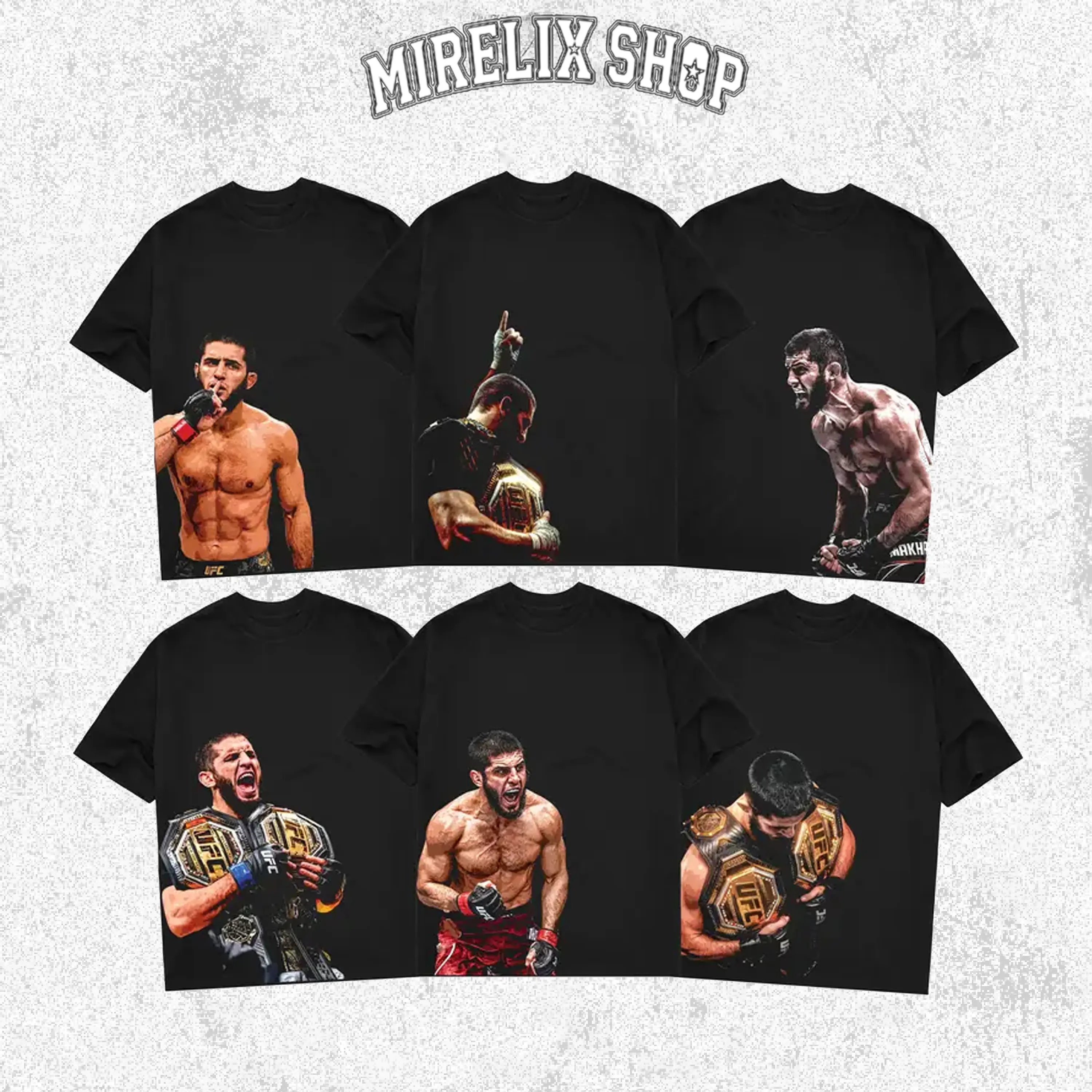 [Combatwear] [Collection] Islam Makhachev UFC Lightweight Champion Graphic Tee, MMA Fighter T-Shirt, Mixed Martial Arts Combat Sports Apparel, Russian Wrestler Top, Unisex Casual Black Short Sleeve Shirt, Fighting Fan Clothing Gift