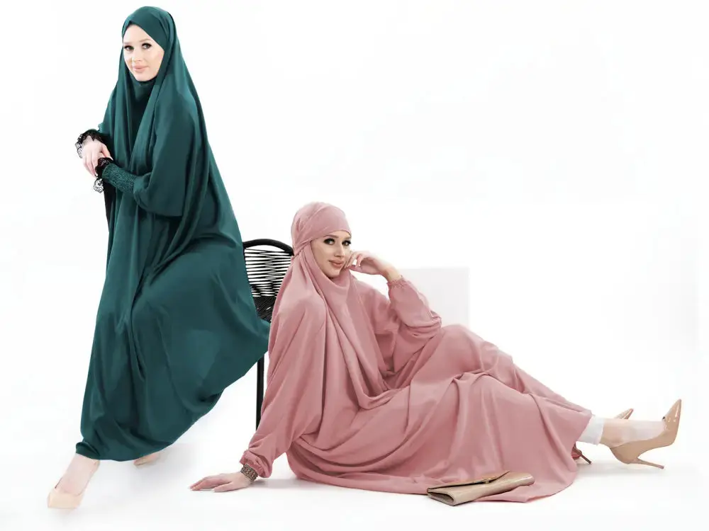 One-Piece Long Abaya with Lace Tight Sleeves - Soft and Breathable