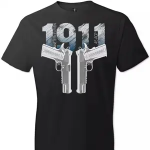 "Graphic T-shirt Model 1911 Colt Pro Tee, Gun Rights 2nd Amendment Shirt, 100% Cotton Unisex Short Sleeve Menswear Top, Casual Summer Tactical Streetwear, Outdoor Gun Enthusiast Tee"