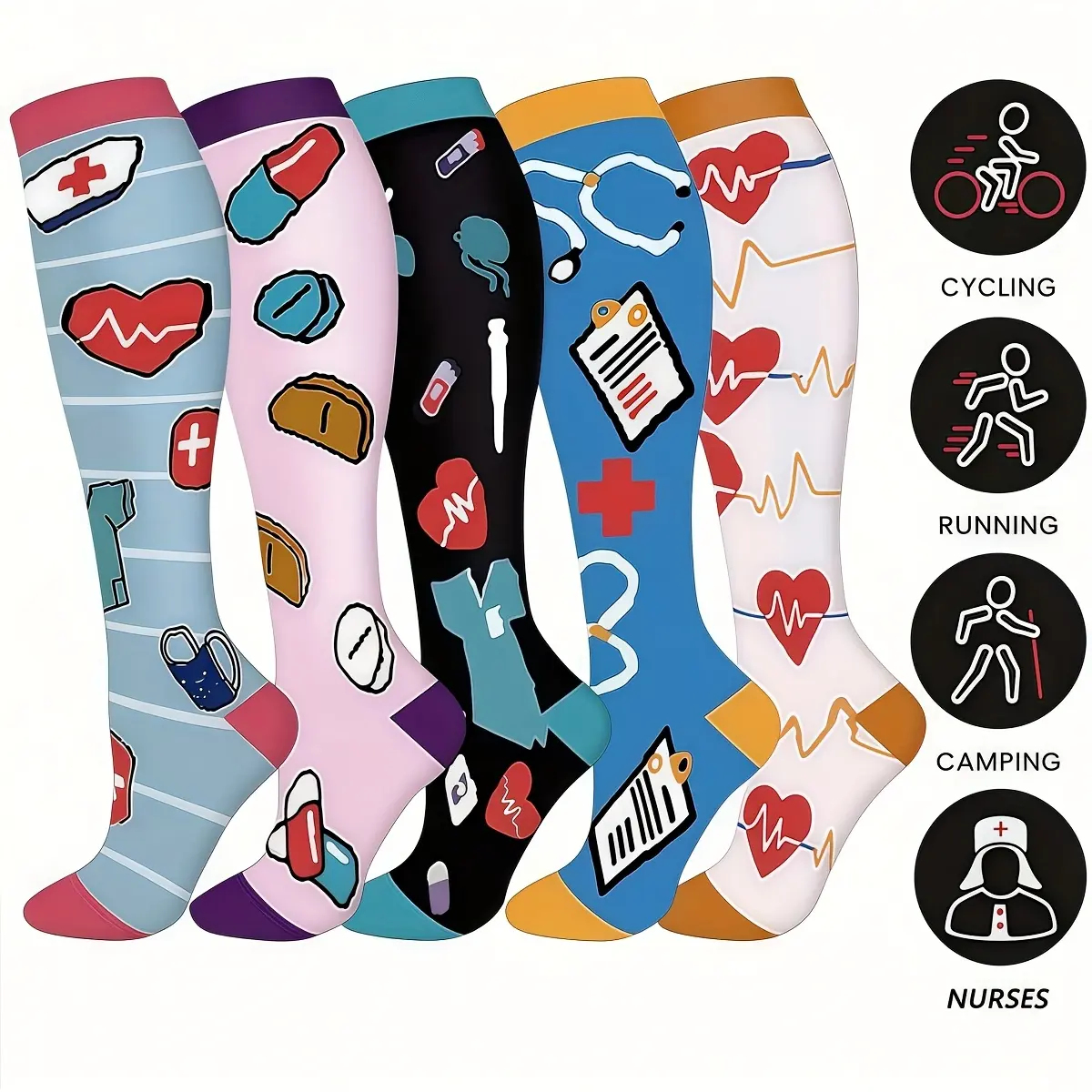 5 Pair WomenS MenS Athletic SocksCompressionSocksWomenMen&Athletic Socks Cycling AdultSupport HoseCirculationRunningCyclingHikingTravel Socks thigh high socks socks for women compression socks women thigh high socks socks for women compression socks women