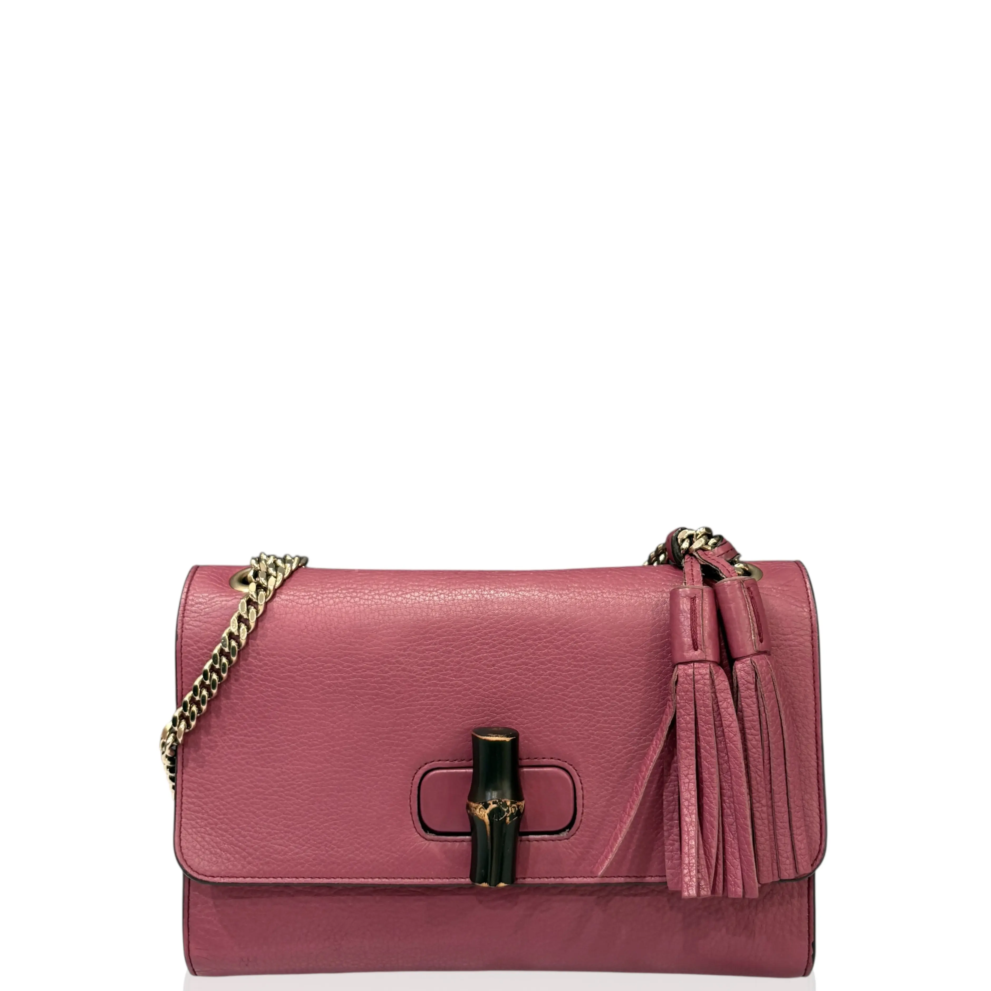 Pre-owned GUCCI Leather Shoulder Bags Bamboo Fringe Shoulder Bag Calfskin Purple (dh020226c5)