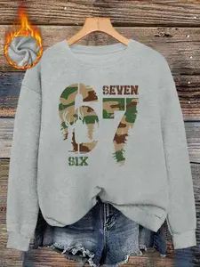 Women's Camouflage Pattern Sweater, Long Sleeve Round Neck Pullover, Soft Elastic Fabric, Casual Fall & Winter Top, Daily Wear