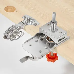 Concealed Door Hinge Jig 35mm Stainless Steel Locking Cabinet Hinge Jig Accurate Hinge Drilling Jig Guide Adjustable Puncher Locator Hole Drilling Positioning Tool for Cabinet US kit drill