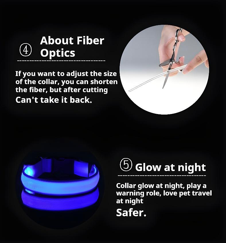 Collar (Glow) - Dog Collar Nylon LED Night Safety Flashing Glow In The Dark Pet Dog Leash pet Dogs Luminous Fluorescent  dog accessories collar night safety Rechargeable reflective cat